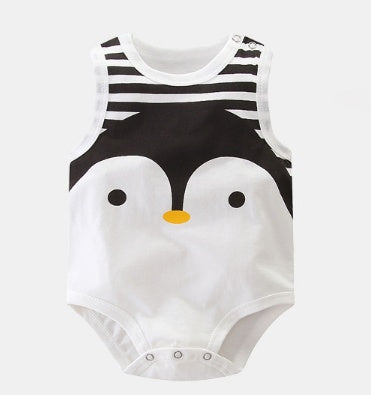 Sleeveless Baby Onesie – Adorable Fox 🦊 & Penguin 🐧 Designs