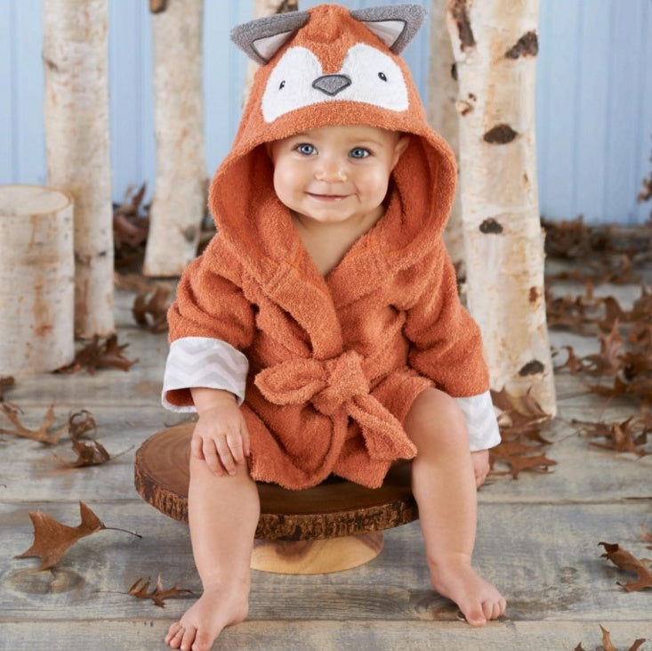 🛁 Baby’s Hooded Bathrobe – Adorable Animal Designs for Cozy Bath Time Fun! 🐭  🦁  🦊